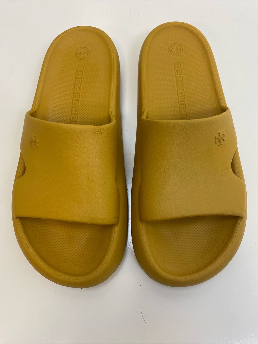 Tory Burch Mustard Slide Sandals
